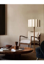 HikariWood Floor Lamp – Wabi-Sabi Wooden Standing Light | Japandi Ambient LED Lighting for Modern Interiors