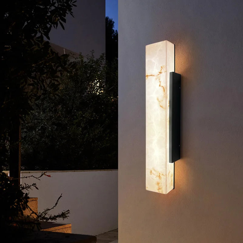 Marbella LED Outdoor Wall Light – Waterproof Marble-Effect Exterior Wall Lamp | Modern Stainless Steel Lighting