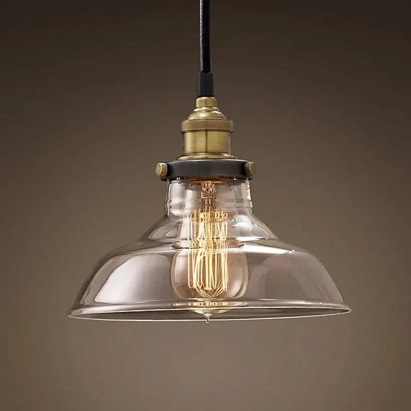 Scandinavian Glass Pendant Light – Vintage Loft E26 Ceiling Lamp | Elegant Ambient Lighting | Contemporary Nordic Interior Feature
