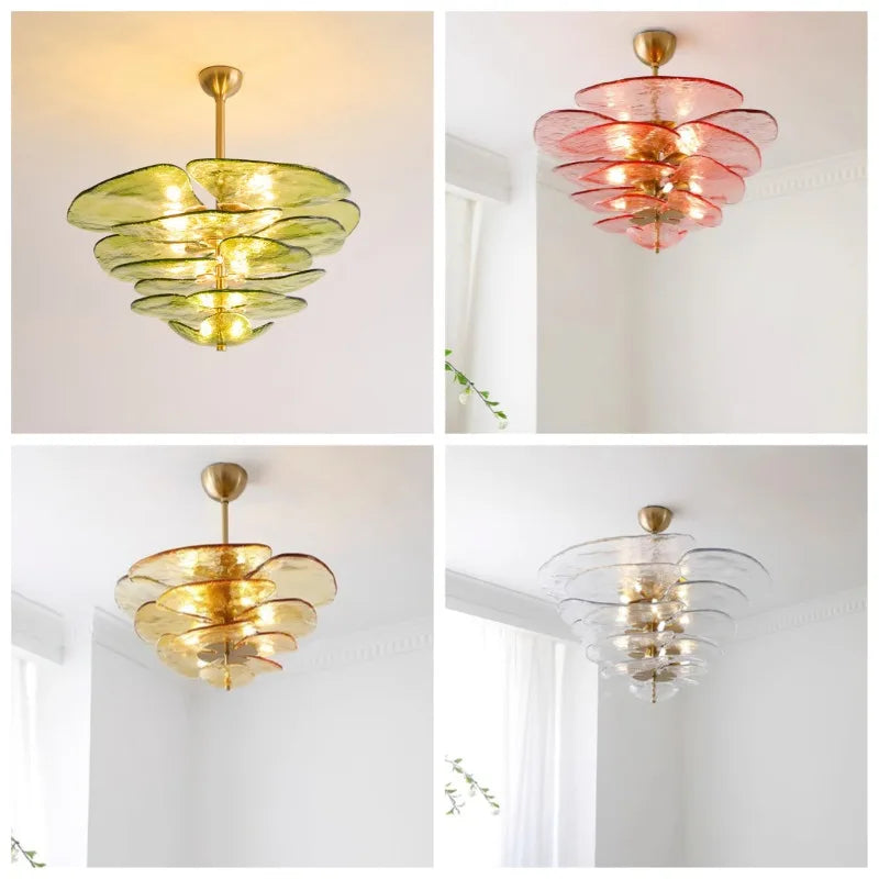 Murano Bloom Chandelier – Art Glass Pendant Light | Luxury Lotus-Inspired Lighting | Statement Interior Design