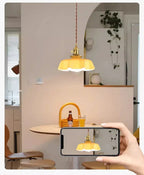 Cream Petal Glass Pendant Light – Scandinavian E26 Ceiling Lamp | Elegant Ambient Lighting | Contemporary Dining Room Feature