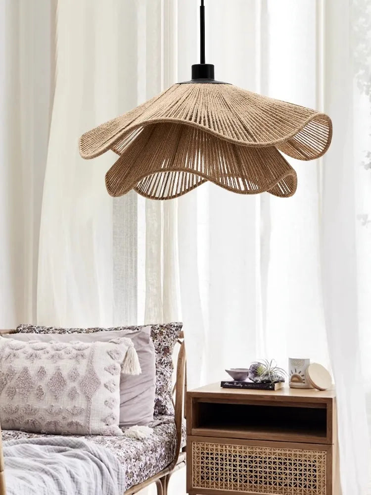 Hempora Wabi Pendant Light – Handwoven Rope Ceiling Lamp | Japandi Natural Hanging Lighting