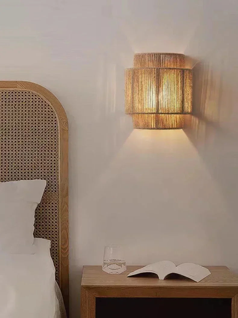MoriRope Wall Light – Handcrafted Hemp Rope Wall Lamp | Rustic Ambient Lighting | Natural Artisan Décor