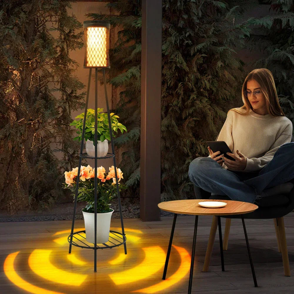Florenza Lantern Stand – Solar Garden Light with Planter Holder | Decorative Outdoor Lighting for Gardens, Balconies & Terraces