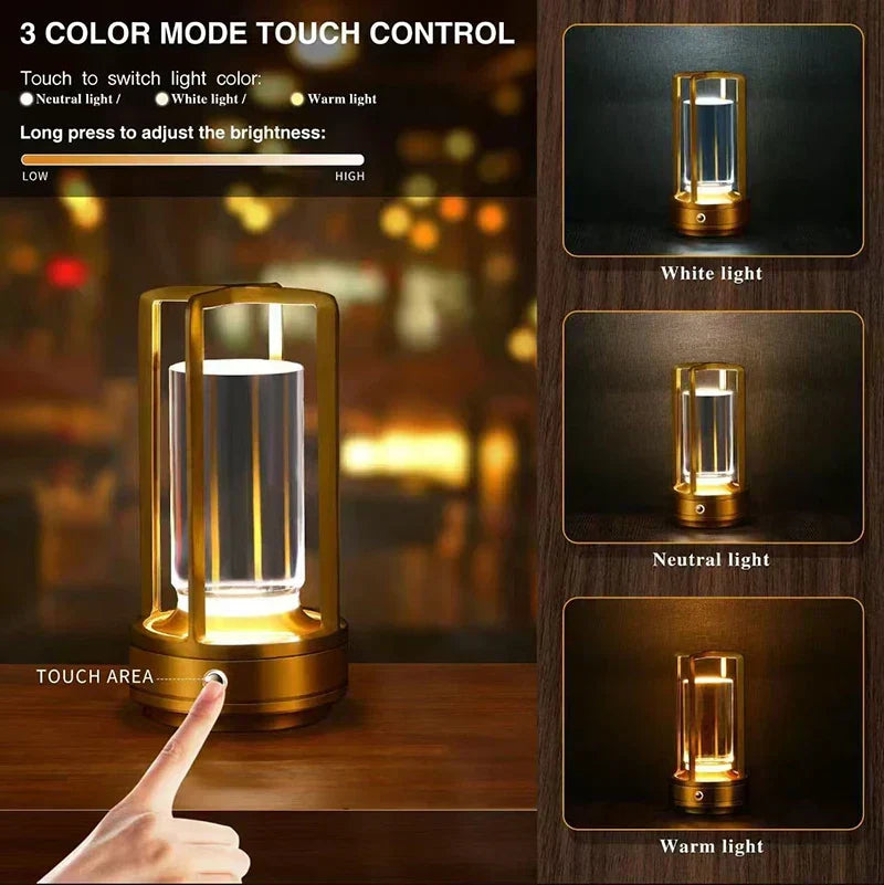 LumiCrystal Touch LED Crystal Table Lamp – Rechargeable Ambient Lamp with Elegant Crystal Effect