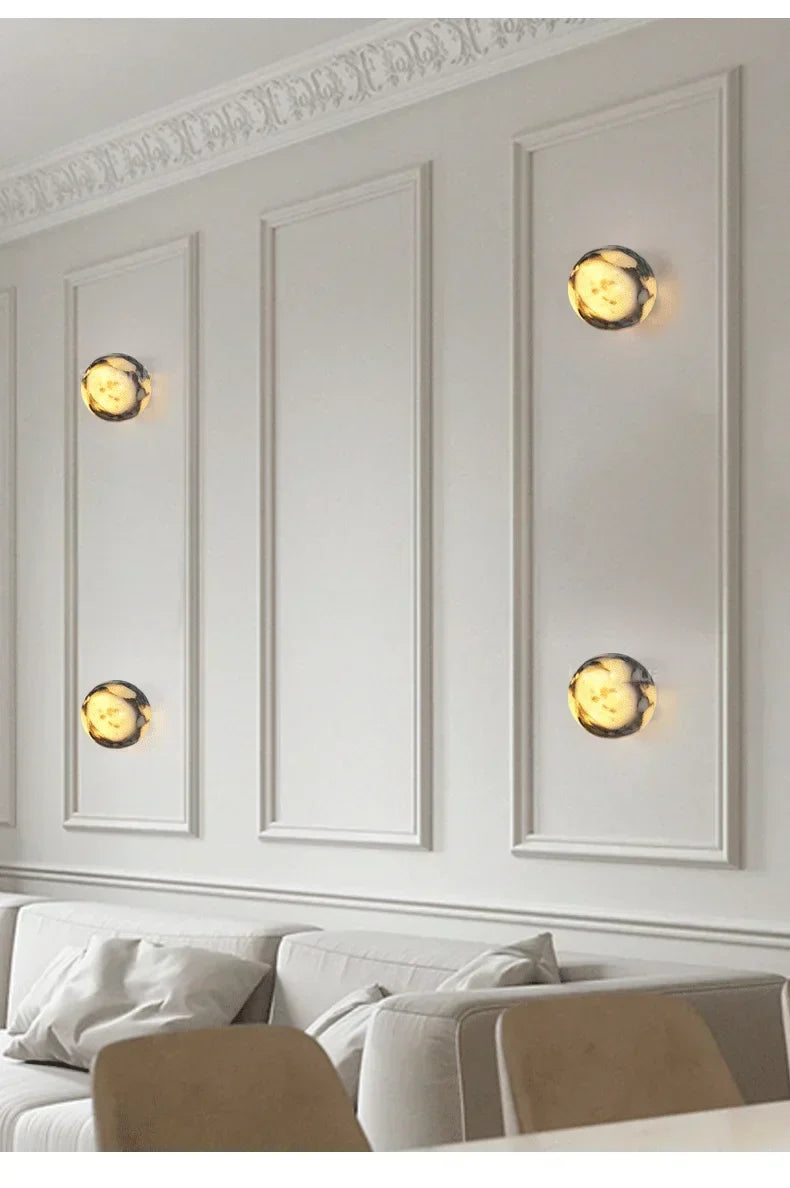 Luxury Marble Globe Wall Light – Natural Stone LED Wall Lamp for Bedrooms, Living Rooms, Hallways & Staircases