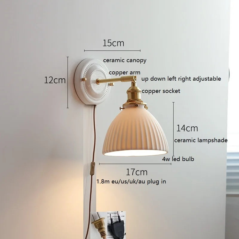 Aurelle Ceramic Wall Light – Adjustable E26 Wall Lamp | Contemporary Copper Lighting | Elegant Interior Illumination