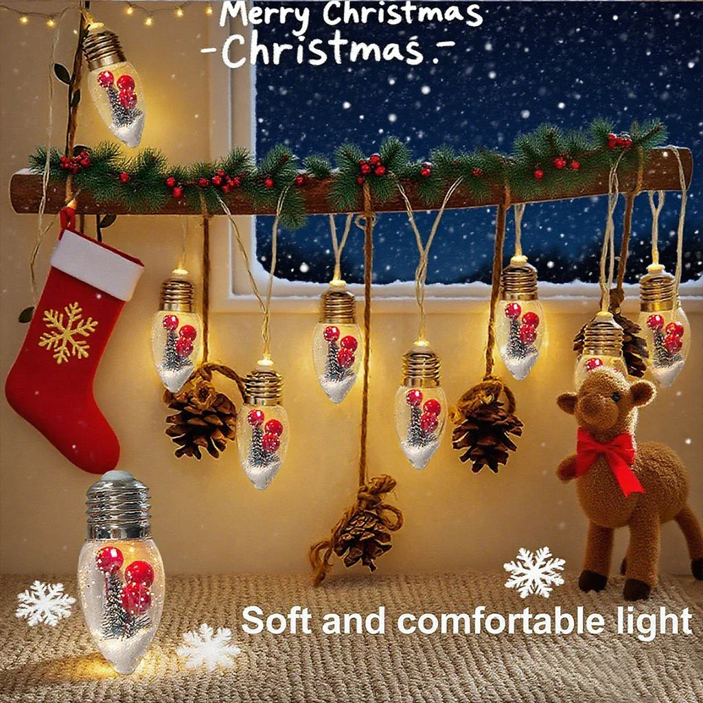 FrostGlobe LED Snow Globe String Lights – Festive Christmas Fairy Lights | Battery-Powered Holiday Decoration