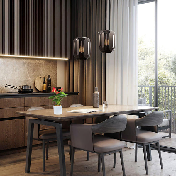 Savannah Black Glass Pendant Light – Modern Elegant Hanging Lamp | Luxury Smoked Glass Ceiling Lighting