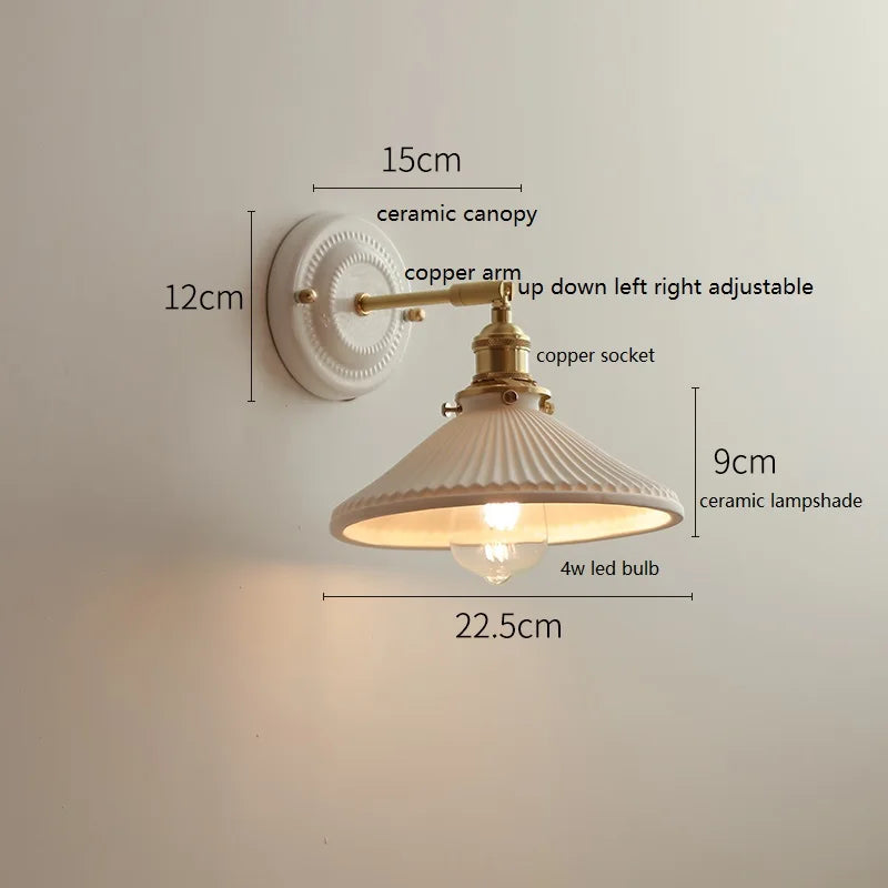 Aurelle Ceramic Wall Light – Adjustable E26 Wall Lamp | Contemporary Copper Lighting | Elegant Interior Illumination