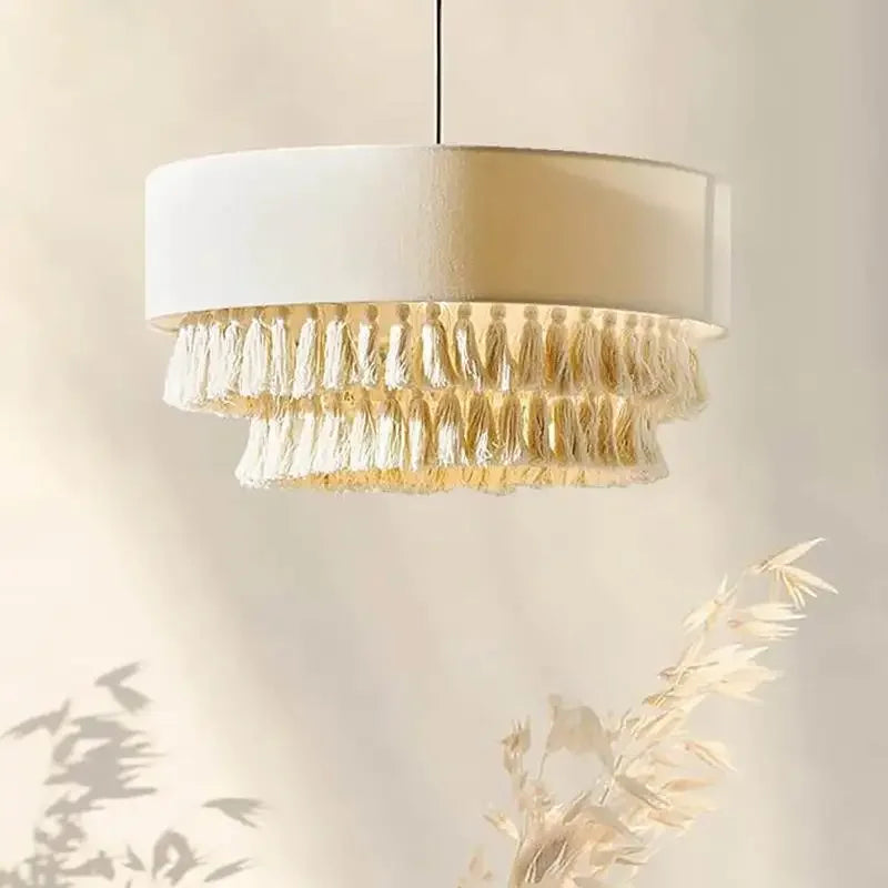 Nomad Linen Pendant Light – Wabi-Sabi Fabric Ceiling Lamp | Boho Japandi Ambient Lighting