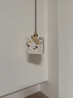 Terrazzo Stone Pendant Light with Copper Detail – Modern LED Ceiling Lamp | Contemporary Designer Lighting