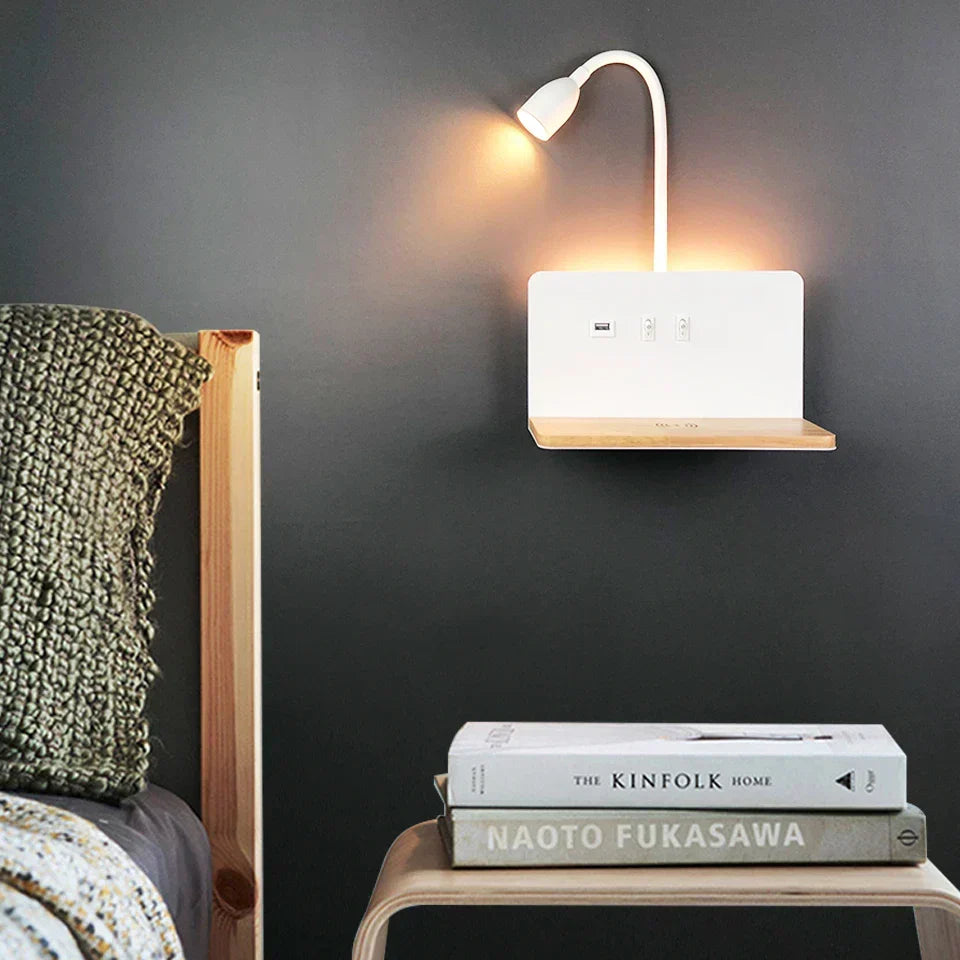 LumiCharge Smart Wall Light – Wireless Charging Sconce | Modern Bedside LED Lighting