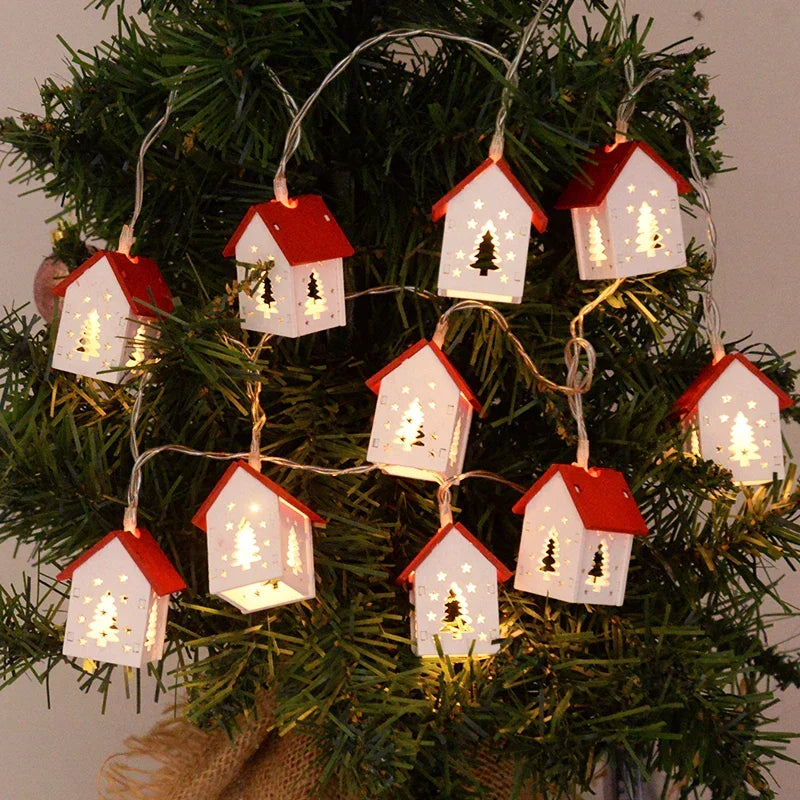 NordiHaus LED Wooden House String Lights – Scandinavian Christmas Decoration Collection 2025