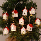 NordiHaus LED Wooden House String Lights – Scandinavian Christmas Decoration Collection 2025