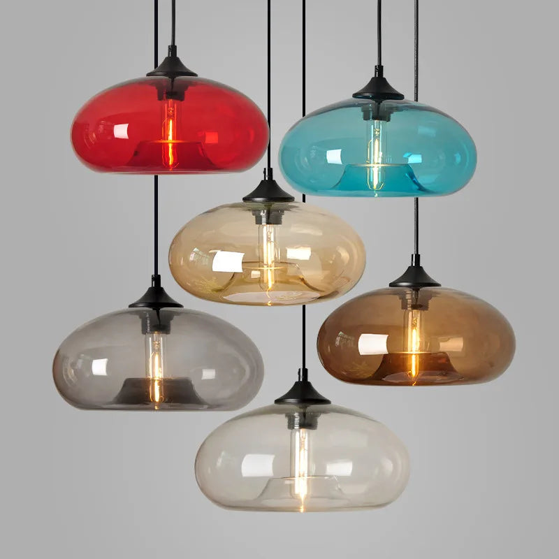 Artisan Coloured Glass Pendant Light – Contemporary E26 Ceiling Lamp | Designer Ambient Lighting | Luxury Statement Fixture