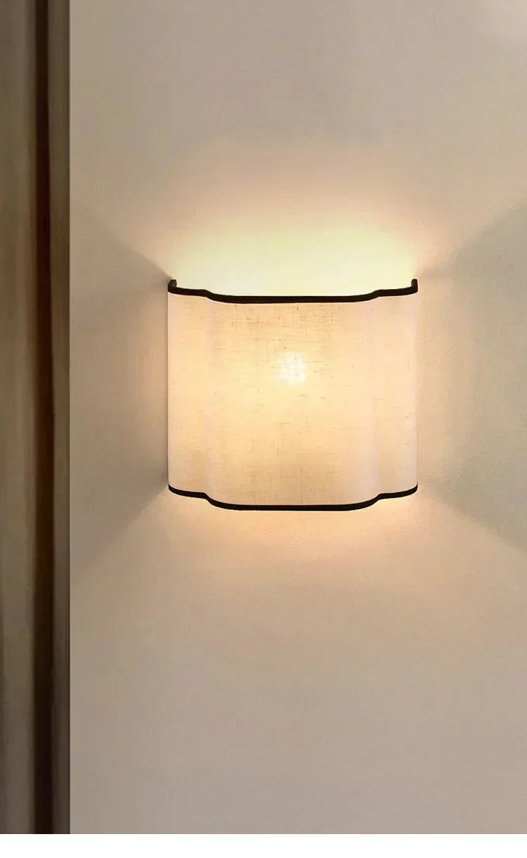 French Linen Wall Light – Cream Fabric LED Wall Sconce | Elegant Ambient Interior Lighting