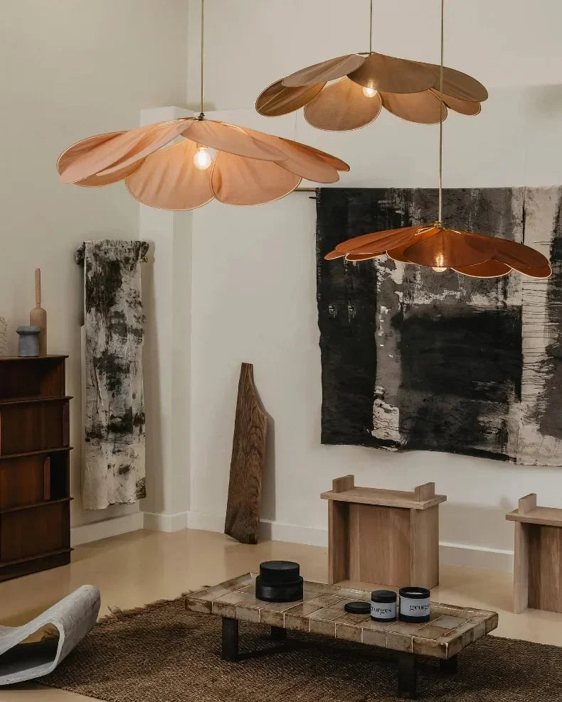 Floral Fabric Pendant Light – Designer E26 Ceiling Lamp | Artistic Ambient Lighting | Contemporary Statement Feature