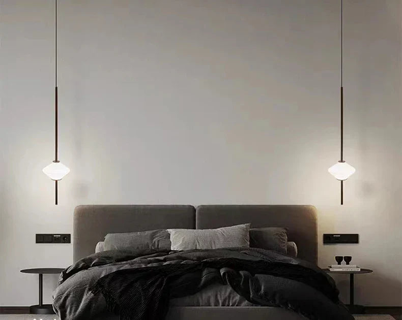 Modern White Glass Pendant Light – Adjustable LED Hanging Ceiling Fixture | Contemporary Globe Chandelier | Elegant Home Lighting