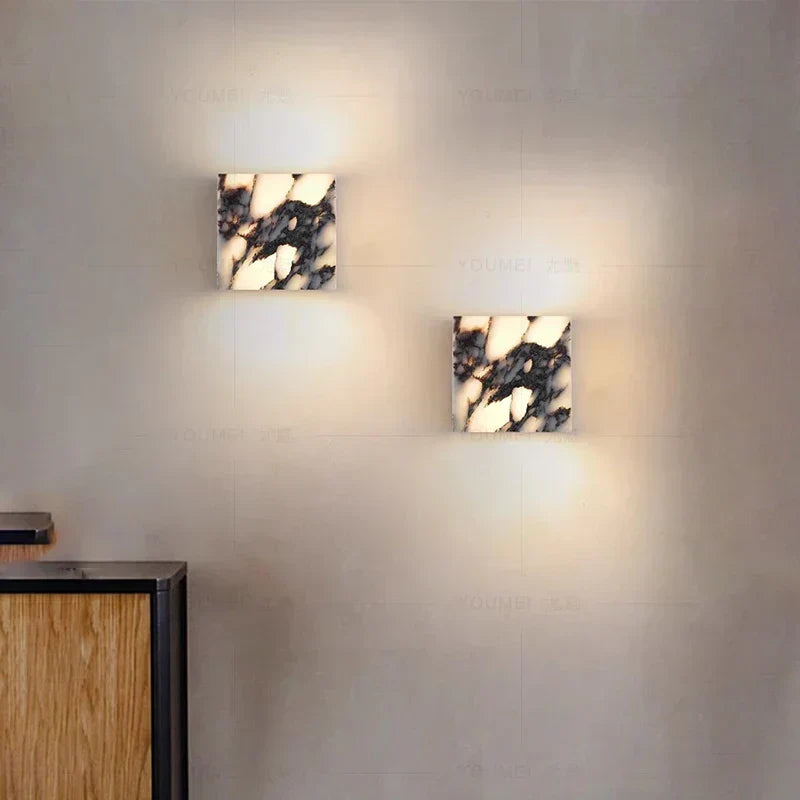 MarbleAura Outdoor Wall Light – Natural Marble LED Wall Lamp | IP65 Waterproof Lighting | Modern Architectural Accent