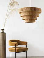 Wabi Sabi Rattan Pendant Light – Handwoven Japanese Ceiling Lamp | Natural Ambient Lighting | Artisan Interior Feature