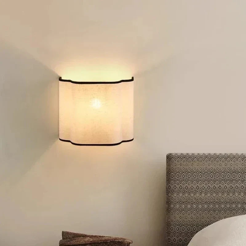 French Linen Wall Light – Cream Fabric LED Wall Sconce | Elegant Ambient Interior Lighting