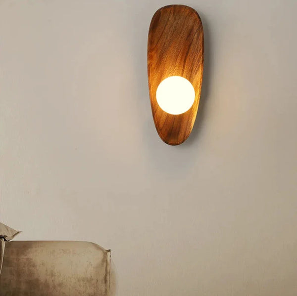 OakAura Wall Light – Natural Wood LED Sconce | Scandinavian Rustic Accent Lighting