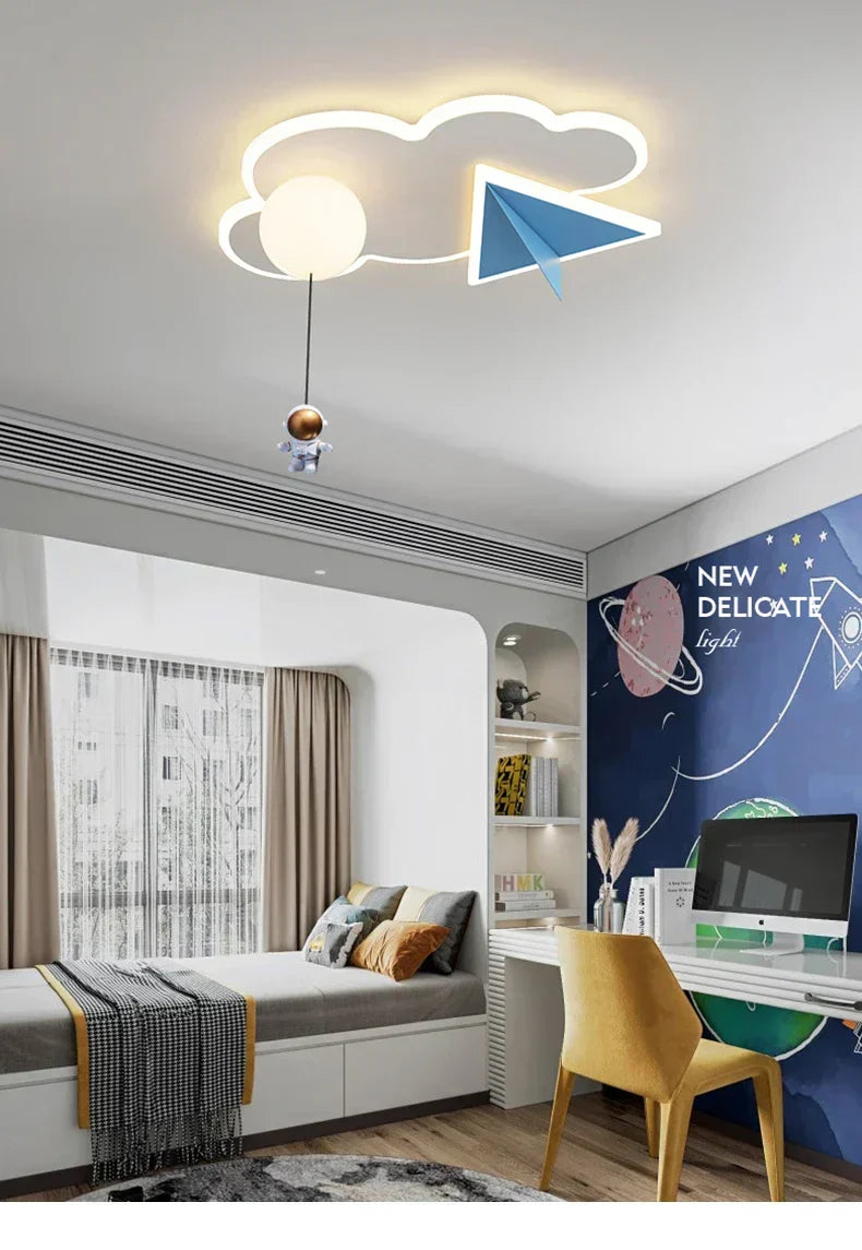 Astrova Cloud Ceiling Light – LED Astronaut Ceiling Lamp | Dimmable Kids Room Lighting with Remote Control