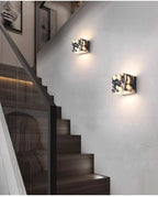 MarbleAura Outdoor Wall Light – Natural Marble LED Wall Lamp | IP65 Waterproof Lighting | Modern Architectural Accent