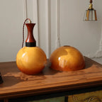 AmberGlow Vintage LED Pendant Lamp – Amber Glass & Wood Hanging Light with Adjustable 200 cm Cord