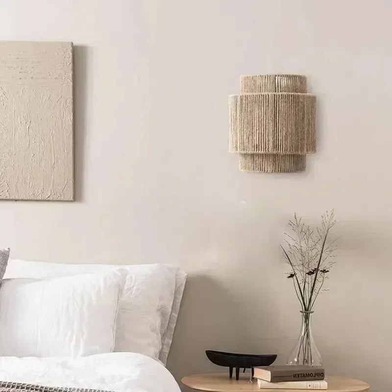 MoriRope Wall Light – Handcrafted Hemp Rope Wall Lamp | Rustic Ambient Lighting | Natural Artisan Décor