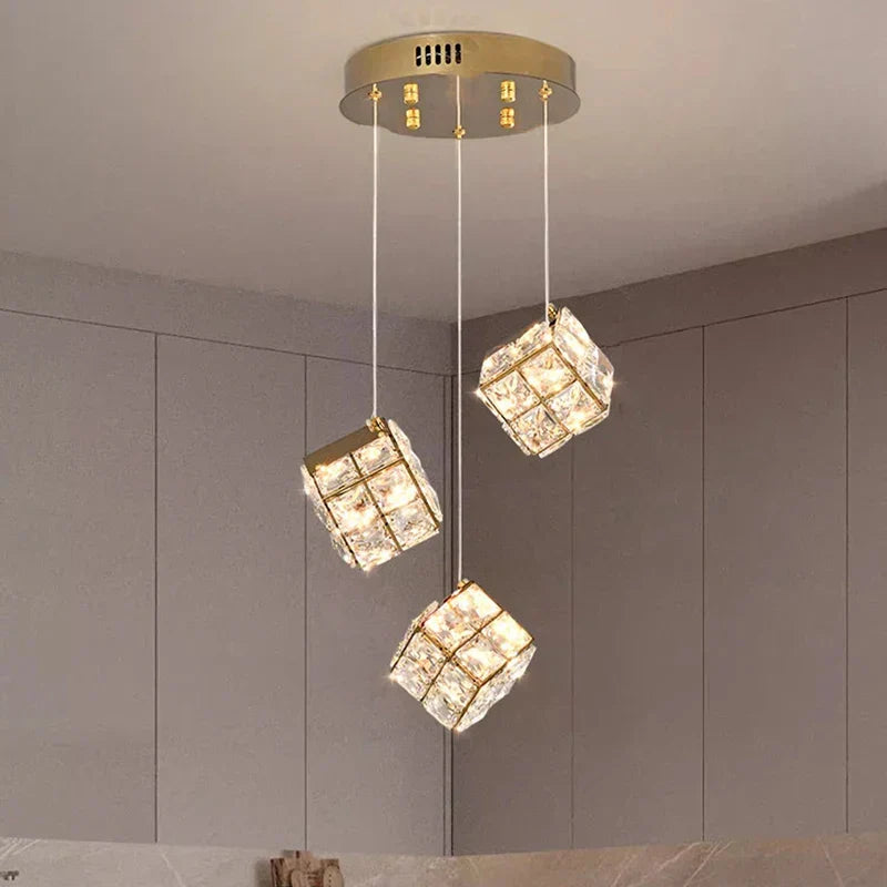Aurelium Crystal Pendant Light – Modern Staircase Chandelier | Luxury LED Hanging Lamp for Grand Interiors