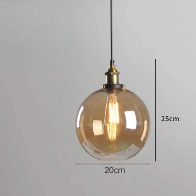 Scandinavian Glass Pendant Light – Vintage Loft E26 Ceiling Lamp | Elegant Ambient Lighting | Contemporary Nordic Interior Feature