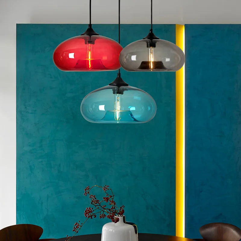 Artisan Coloured Glass Pendant Light – Contemporary E26 Ceiling Lamp | Designer Ambient Lighting | Luxury Statement Fixture