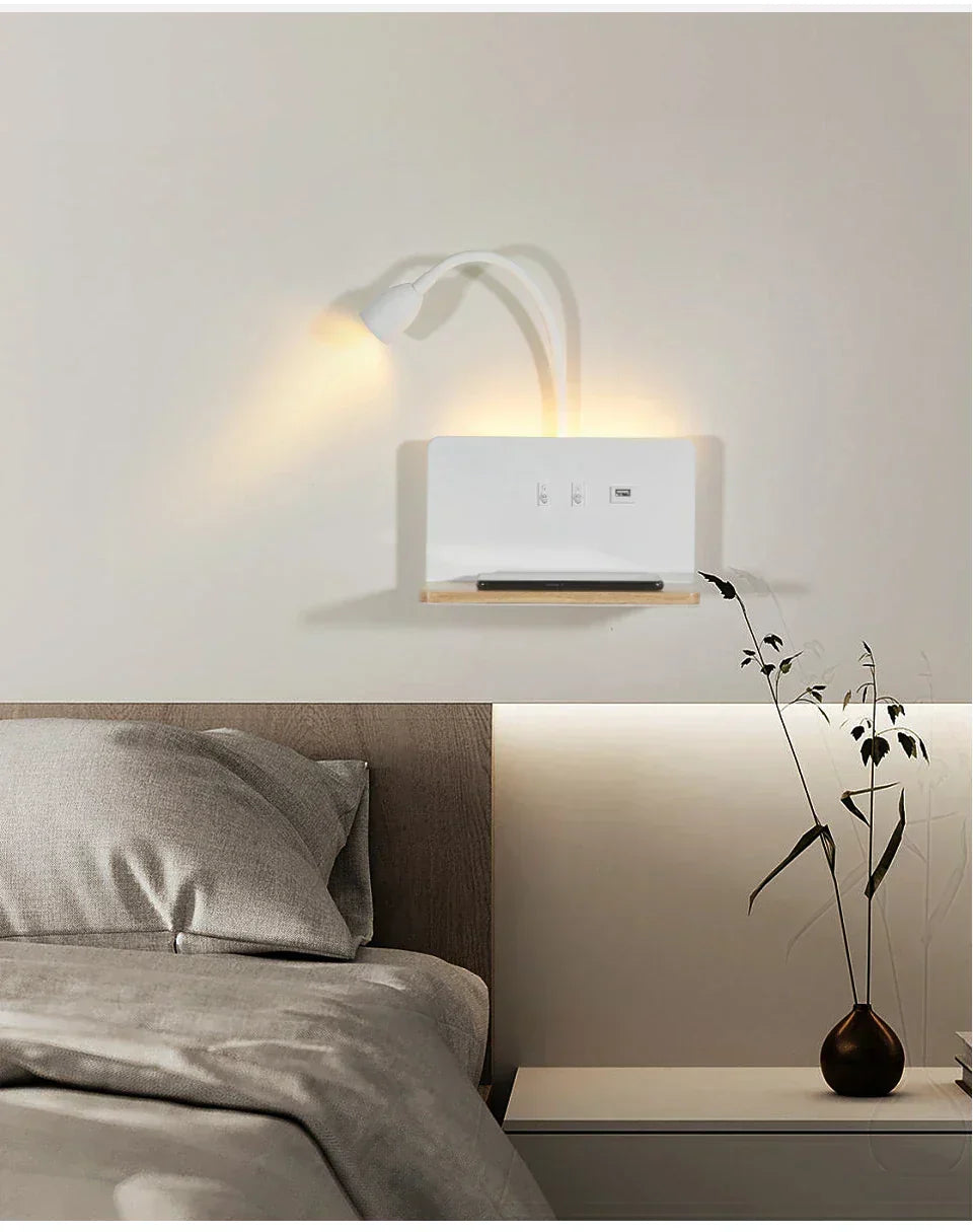 LumiCharge Smart Wall Light – Wireless Charging Sconce | Modern Bedside LED Lighting