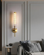 Modern Clear Glass Wall Light – Gold Brass E14 LED Wall Lamp for Bedrooms, Hallways & Bathrooms