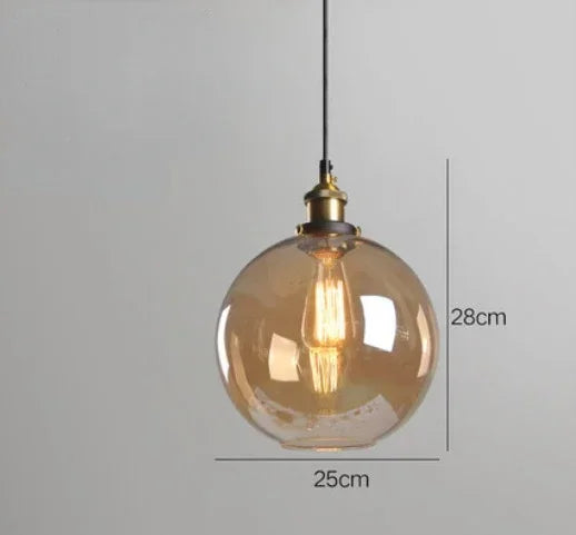 Scandinavian Glass Pendant Light – Vintage Loft E26 Ceiling Lamp | Elegant Ambient Lighting | Contemporary Nordic Interior Feature