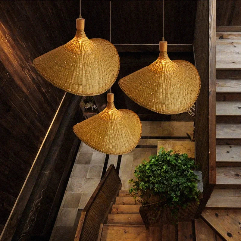 Kiyora Bamboo Pendant Light – Handwoven Asian Hanging Lamp | Natural Japandi Lighting for Calm Interiors