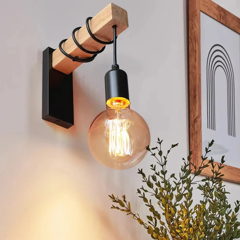 Heritage Forge Wall Light – Industrial Wood & Metal Wall Lamp | Vintage Loft Lighting