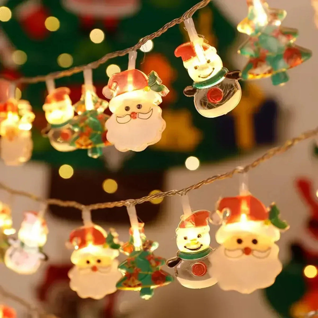 LumiWeih LED Christmas String Lights – Snowman, Christmas Tree & Santa Fairy Lights for Festive Indoor Décor