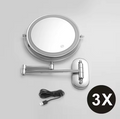 MirrorLux Pro LED Vanity Mirror – Rechargeable Magnifying Beauty Mirror | Chrome Silver Bathroom Essential
