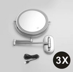 MirrorLux Pro LED Vanity Mirror – Rechargeable Magnifying Beauty Mirror | Chrome Silver Bathroom Essential