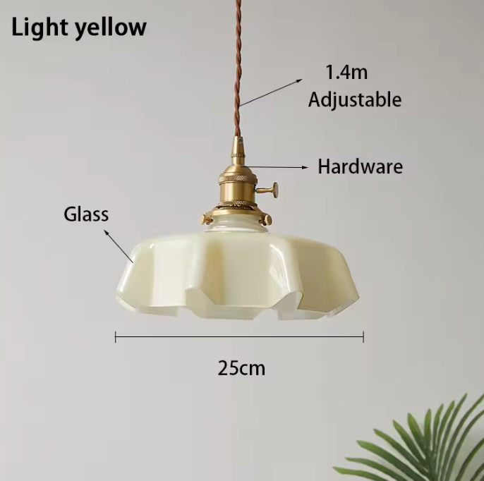 Cream Petal Glass Pendant Light – Scandinavian E26 Ceiling Lamp | Elegant Ambient Lighting | Contemporary Dining Room Feature