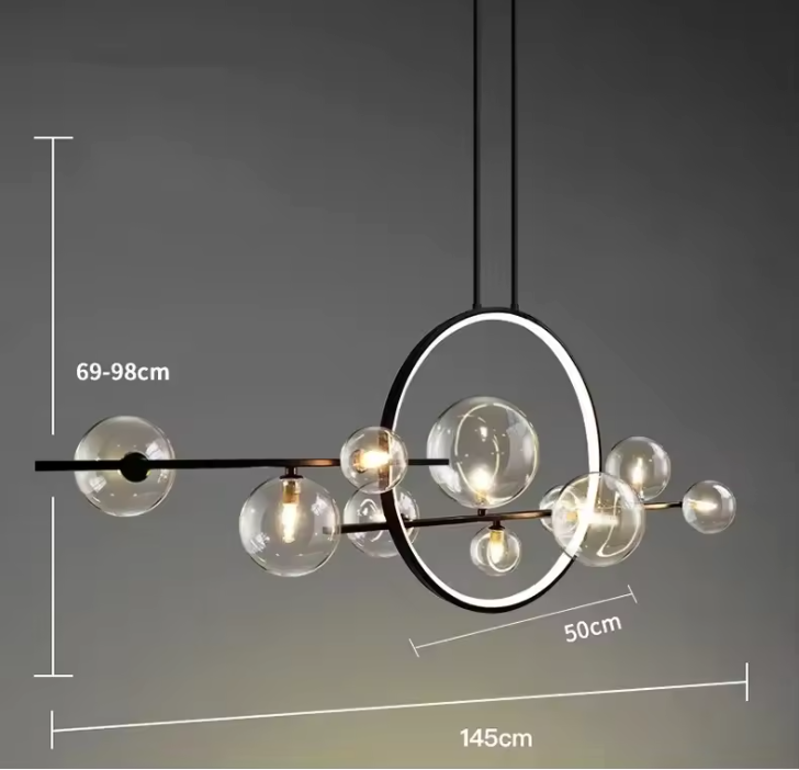 Elara Glass Globe Chandelier – Modern Ring Chandelier | Elegant Contemporary Statement Lighting