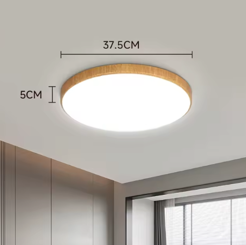 Round Acrylic LED Ceiling Light – Minimalist Wooden Ceiling Lamp | Modern Ambient Interior Lighting