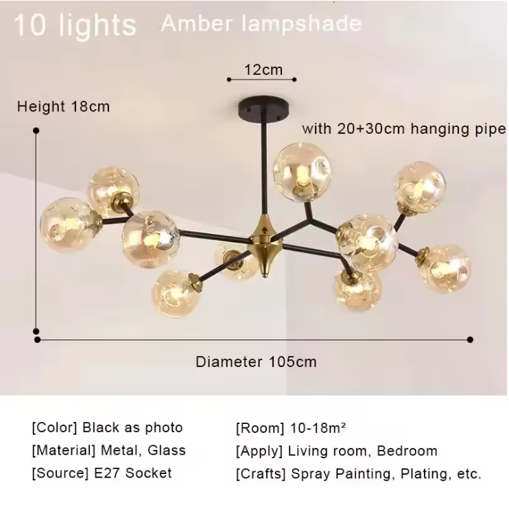 Aurelia Glass Chandelier – Modern Blown Glass Ceiling Light | Scandinavian Luxury Interior Lighting