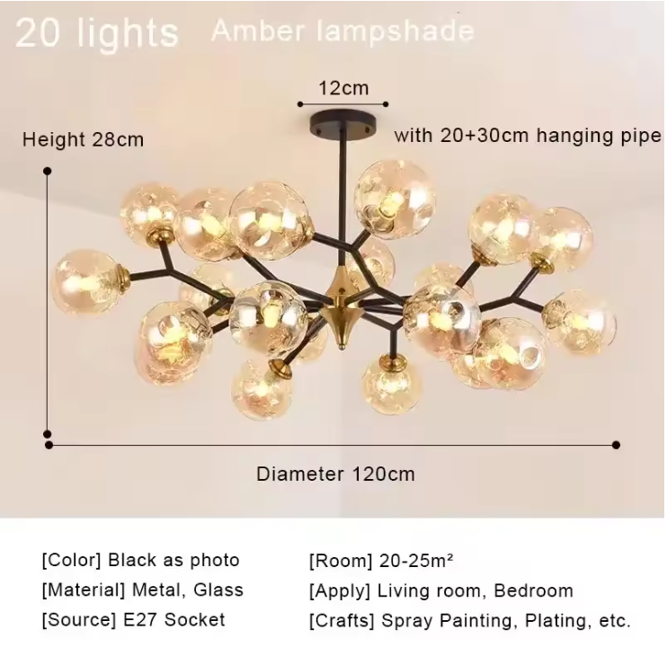 Aurelia Glass Chandelier – Modern Blown Glass Ceiling Light | Scandinavian Luxury Interior Lighting