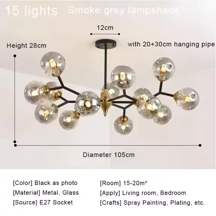 Aurelia Glass Chandelier – Modern Blown Glass Ceiling Light | Scandinavian Luxury Interior Lighting
