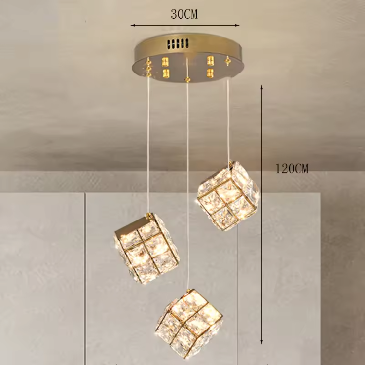 Aurelium Crystal Pendant Light – Modern Staircase Chandelier | Luxury LED Hanging Lamp for Grand Interiors