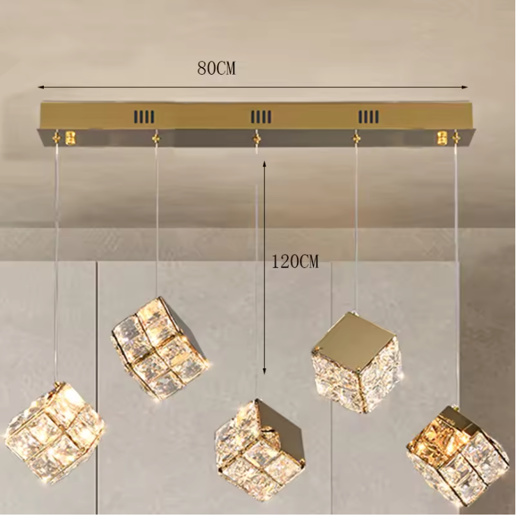 Aurelium Crystal Pendant Light – Modern Staircase Chandelier | Luxury LED Hanging Lamp for Grand Interiors